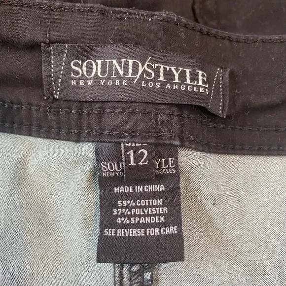 Sound Style New York Los Angeles Black Black Cuffed Pocketed Size 12 - Picture 7 of 9